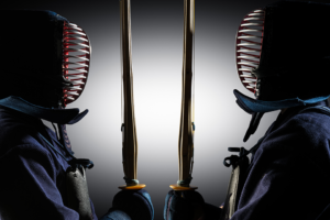 Two students facing each other as if in a Dojo ready to learn new languages