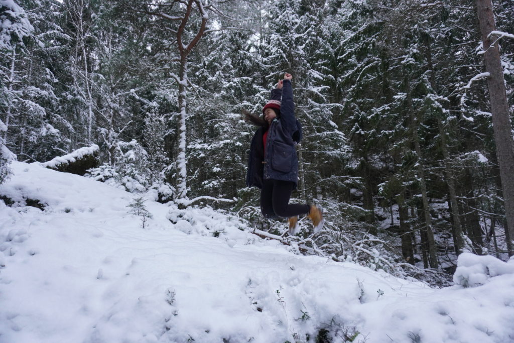 Japanese teacher Kiyo in the woods of Sweden