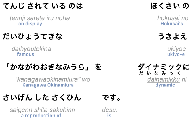Japanese text for the famous "Kanagawa Okinamiura"