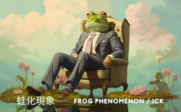 The man's head has turned into a frog -frog-phenomen, ICK